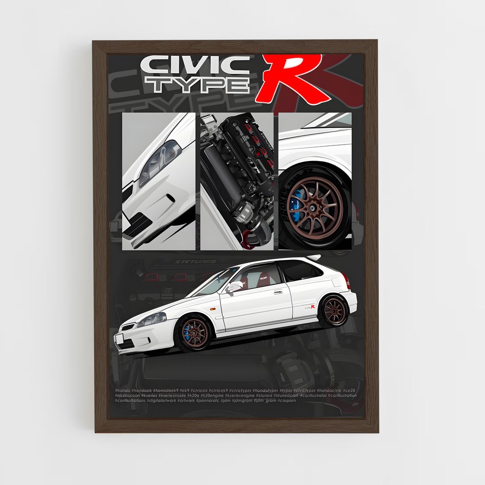Poster L'Évolution du Civic EK9 – affiche Honda (vue 5)